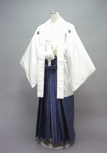 成人式紋付き袴・白の紋服