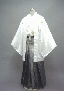成人式紋付き袴・白の紋服